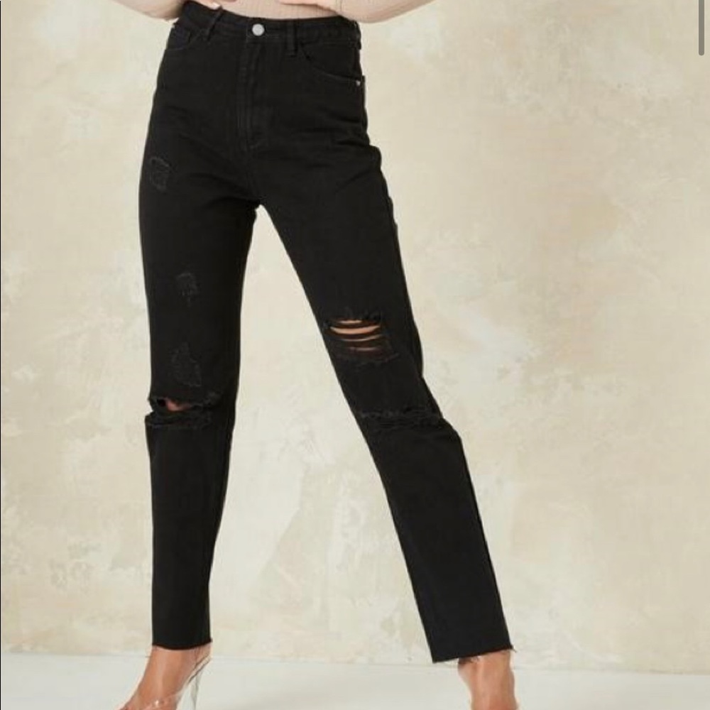 NWT Missguided highwaist straight leg distressed jean